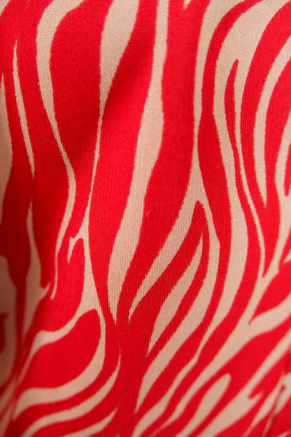 Gianni Versace Couture F/W 1998 Red & Beige Animal Print Long Sleeve Top